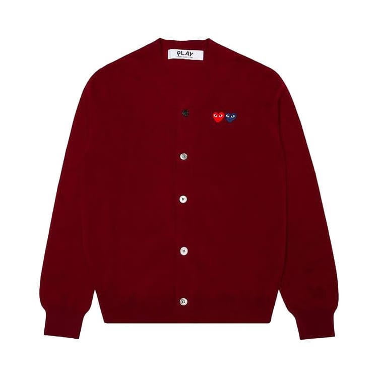 Comme des Garçons PLAY Double Heart Cardigan Burgundy