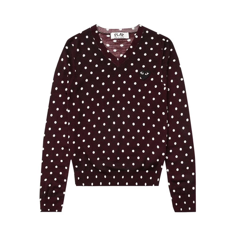 Comme des Garçons PLAY Polka Dot Sweater Burgundy