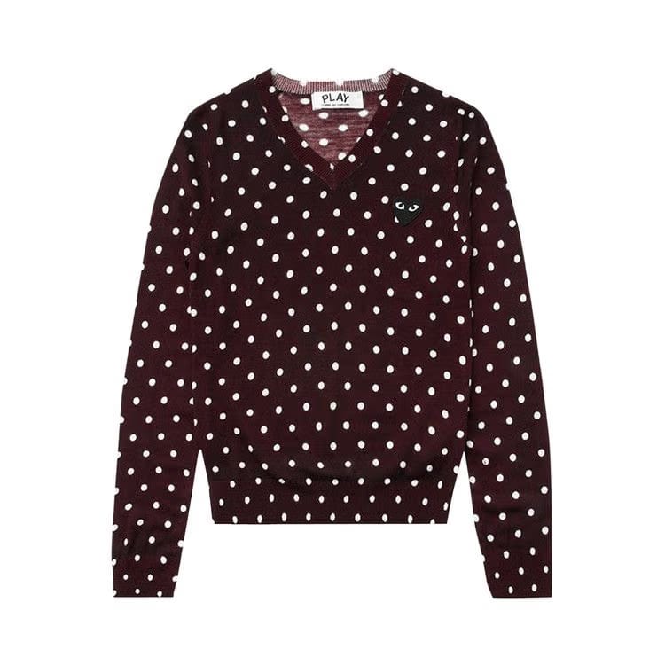 Comme des Garçons PLAY Polka Dot Sweater Burgundy
