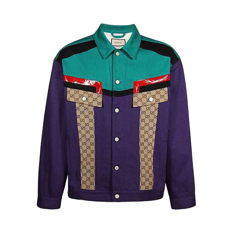 Gucci GG Supreme Colour Block Jacket Grape Purple