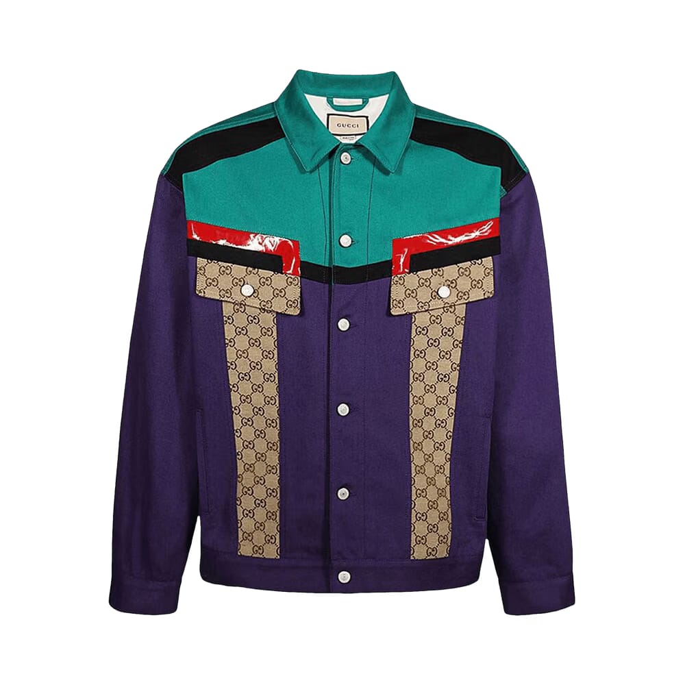 Gucci GG Supreme Colour Block Jacket Grape Purple
