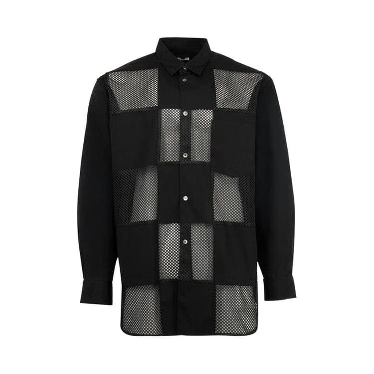 Comme des Garçons Homme Plus Mesh Check Long-Sleeve Shirt Black