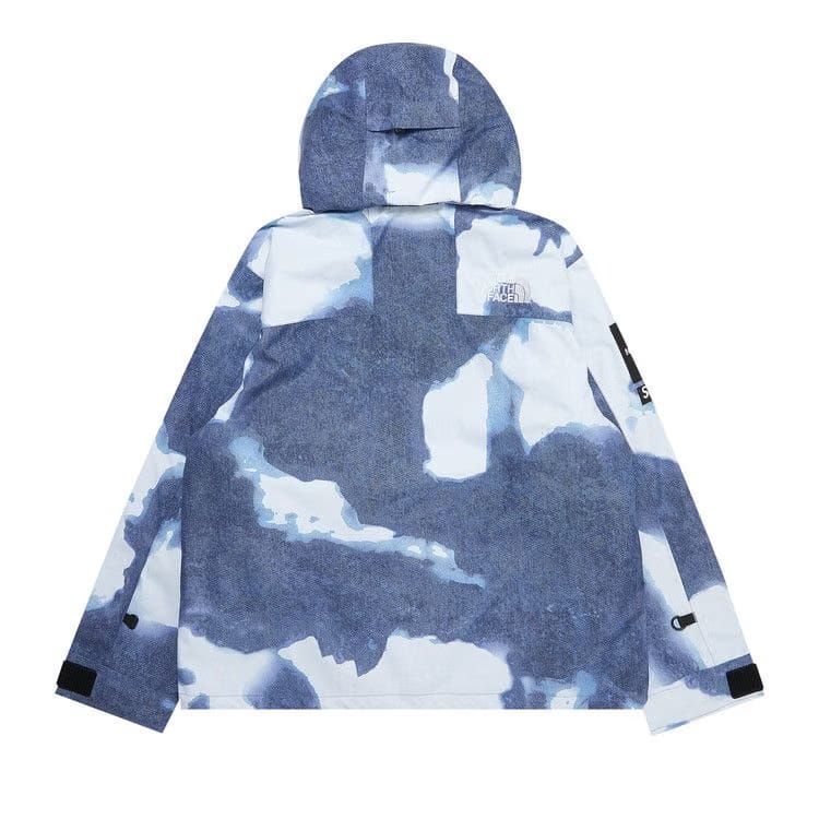 Supreme x The North Face Bleached Denim Print Mountain Jacket Indigo