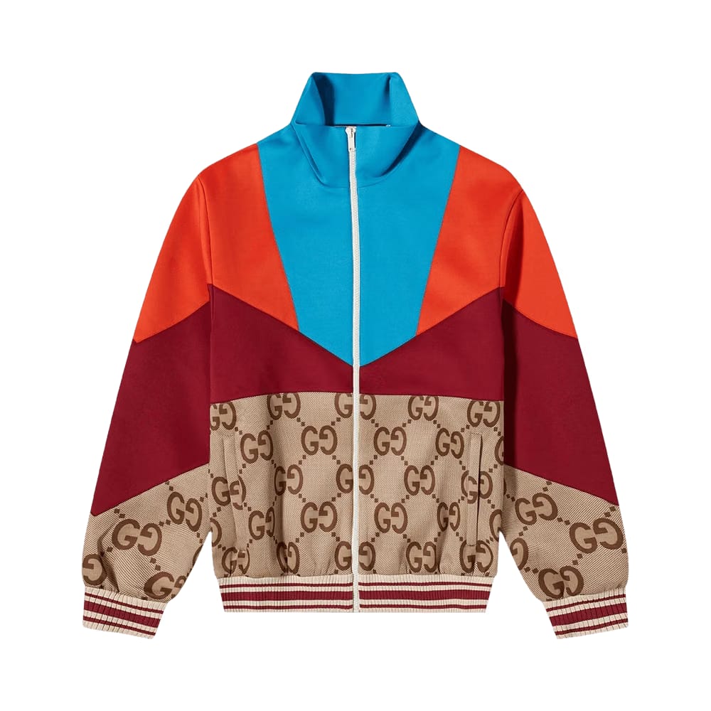 Gucci Panel GG Track Jacket Beige And Ebony Jumbo Gg