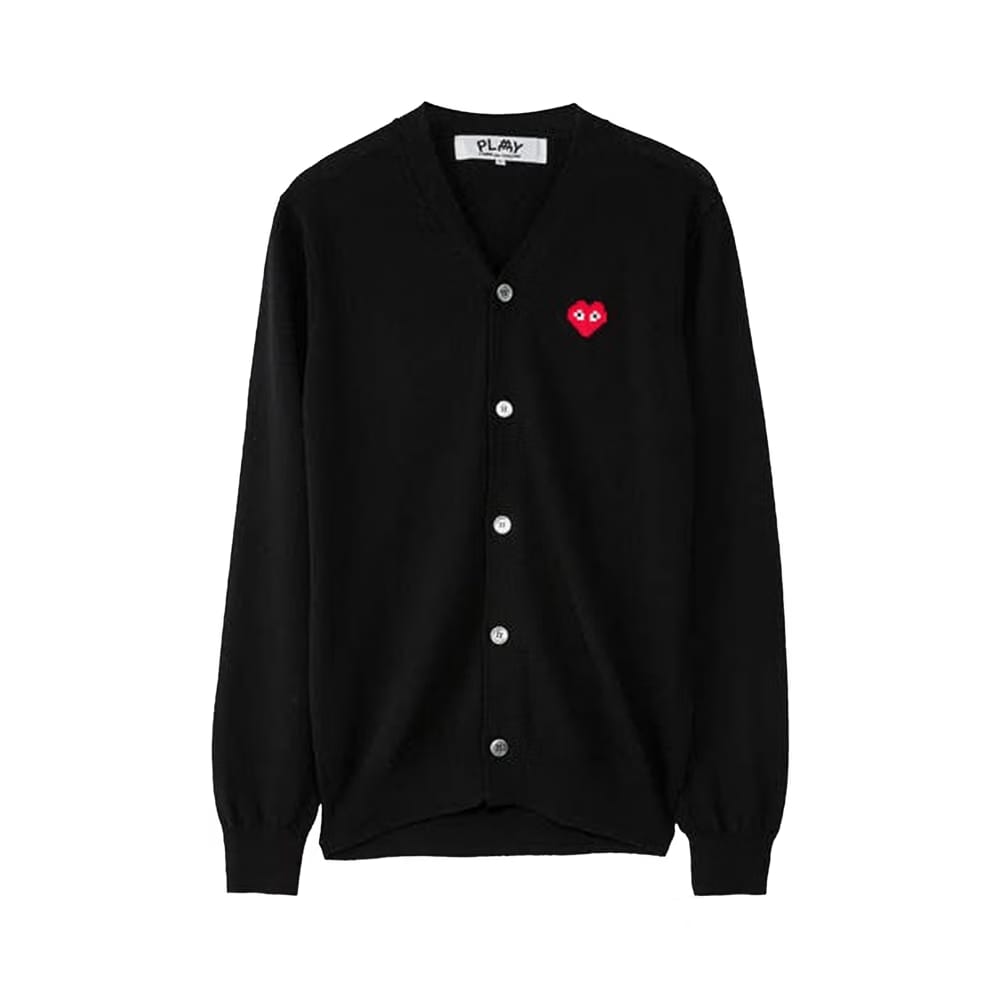 Comme des Garçons PLAY x Invader Pixelated Heart Cardigan Black