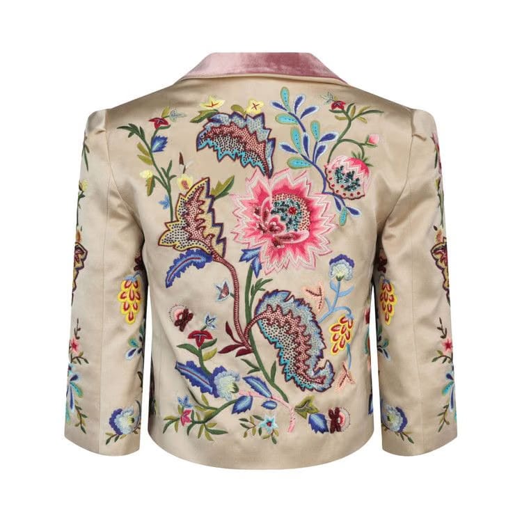 Gucci Embroidered Silk Duchess Jacket Multicolor