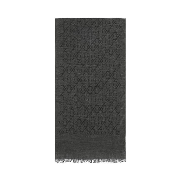 Gucci GG Jacquard Pattern Knit Scarf Anthracite