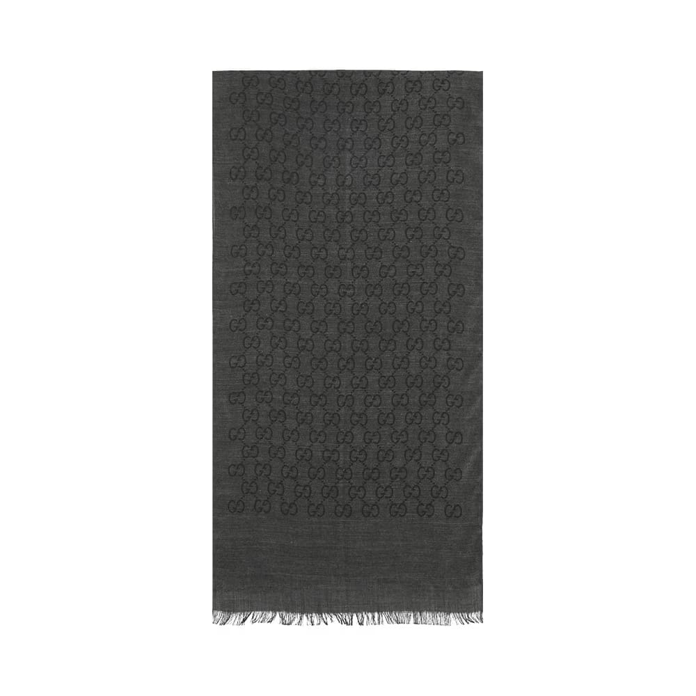 Gucci GG Jacquard Pattern Knit Scarf Anthracite