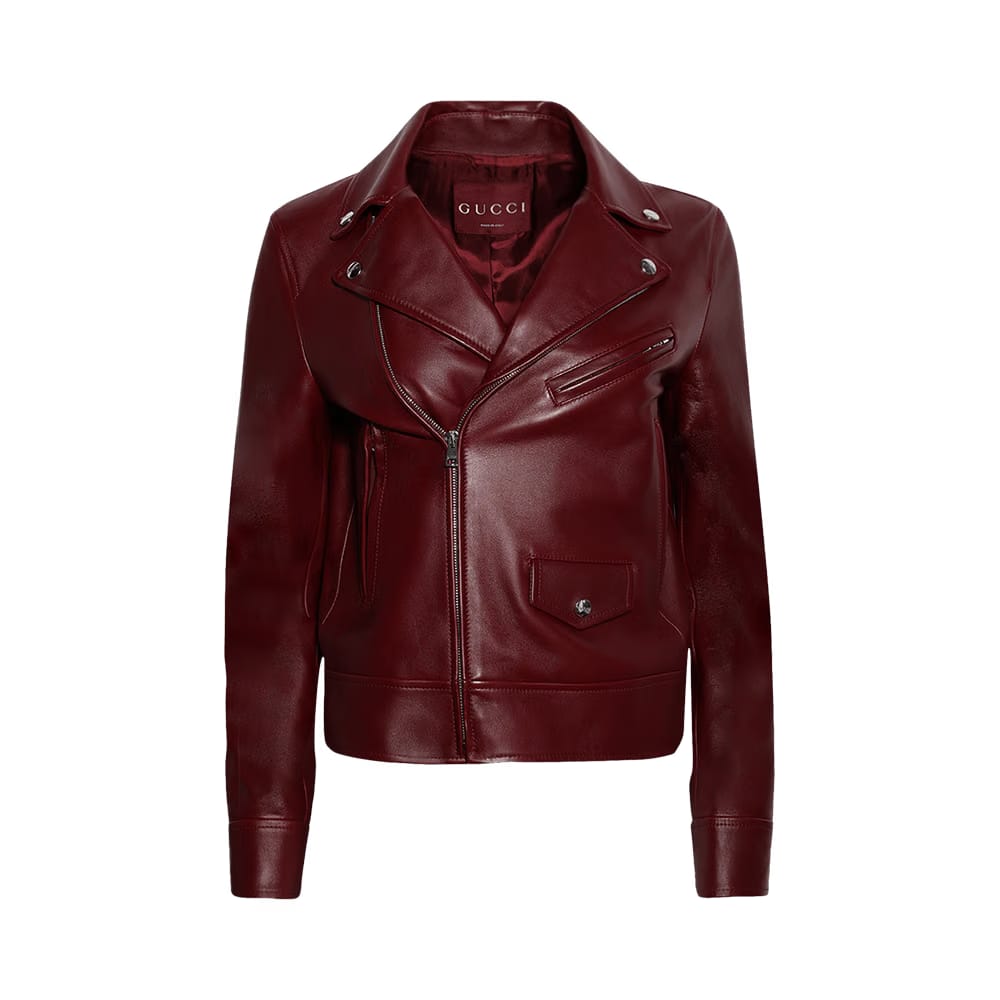 Gucci Leather Biker Jacket Rosso Ancora Red