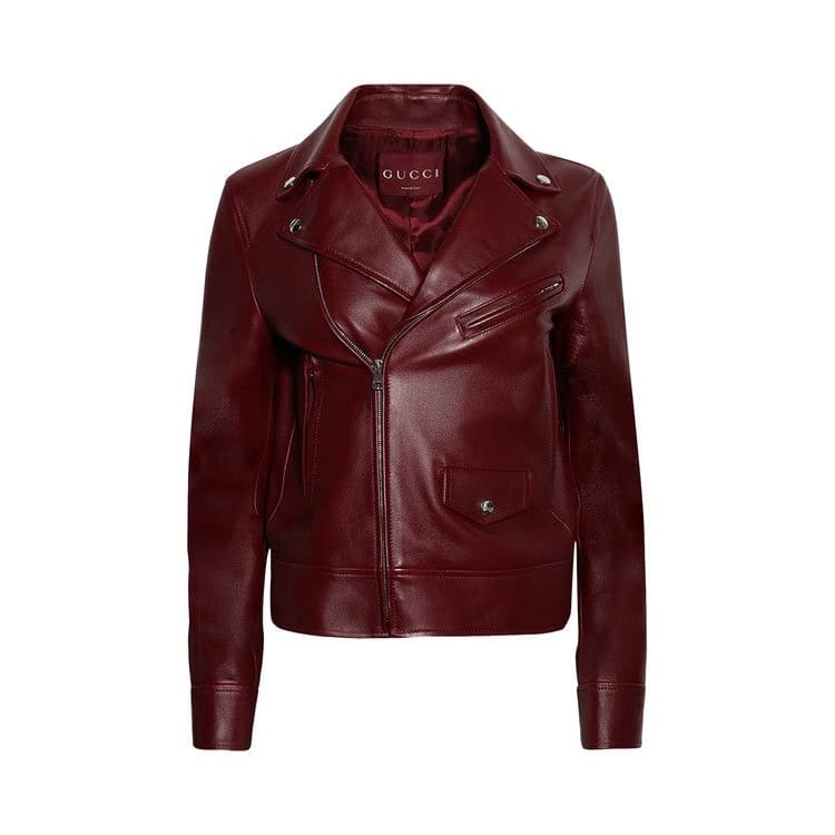 Gucci Leather Biker Jacket Rosso Ancora Red