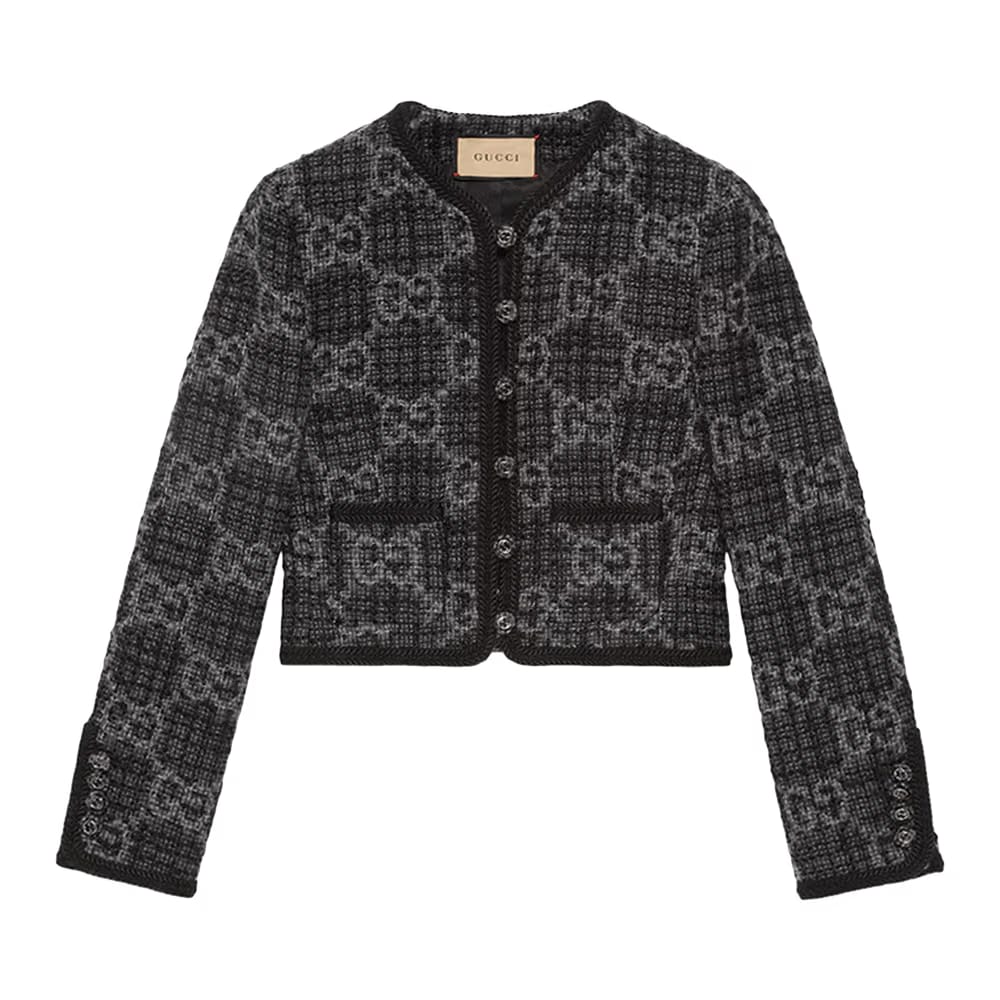 Gucci GG Tweed Jacket Dark Grey/Multicolor