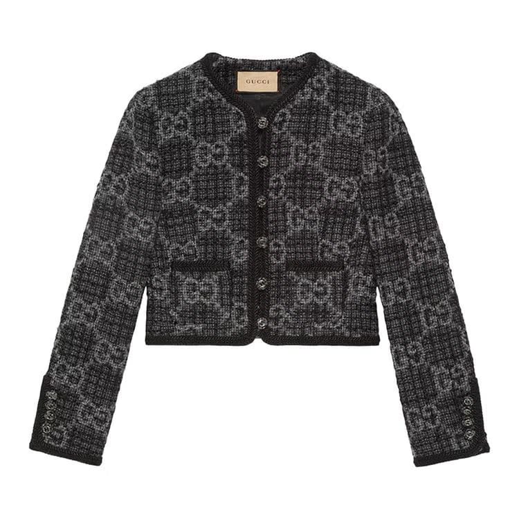 Gucci GG Tweed Jacket Dark Grey/Multicolor