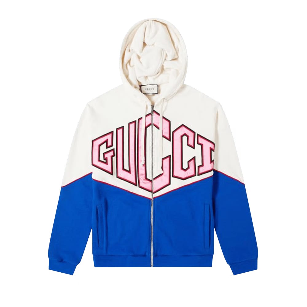 Gucci Diamond Zip Hoodie Natural/Navy/Red
