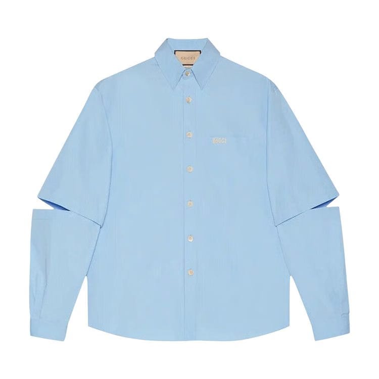 Gucci Embroidery Poplin Shirt Sky Blue
