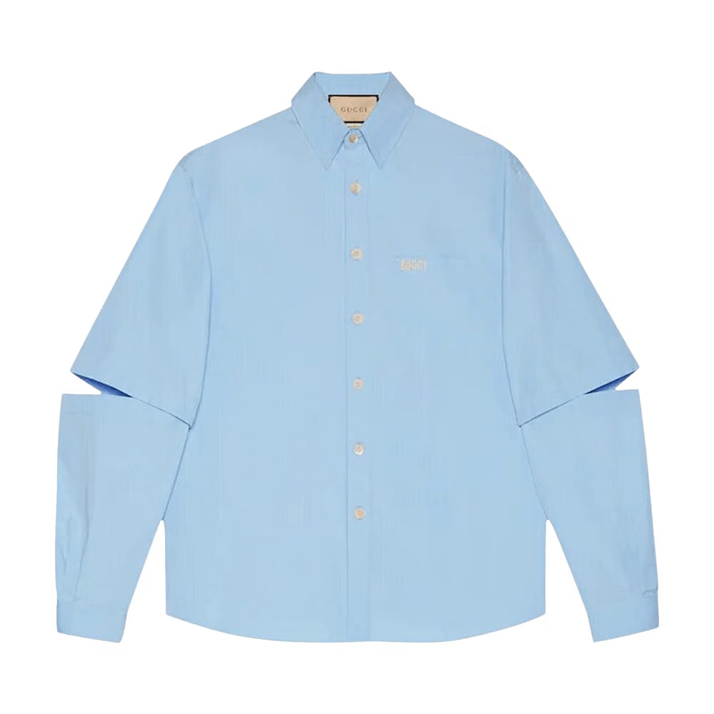 Gucci Embroidery Poplin Shirt Sky Blue