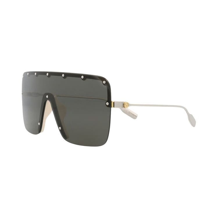 Gucci Shield Frame Metal Sunglasses Gold/Silver/Grey