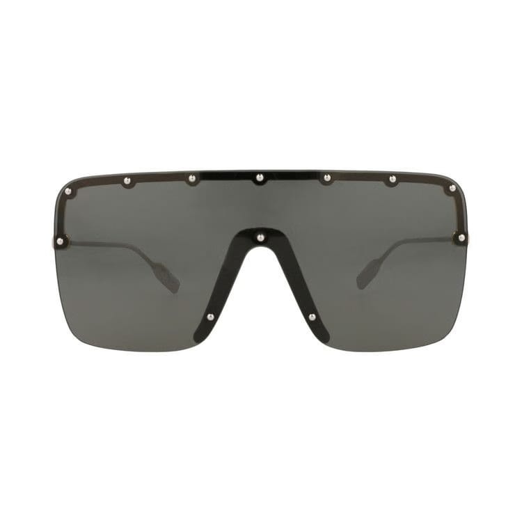 Gucci Shield Frame Metal Sunglasses Gold/Silver/Grey