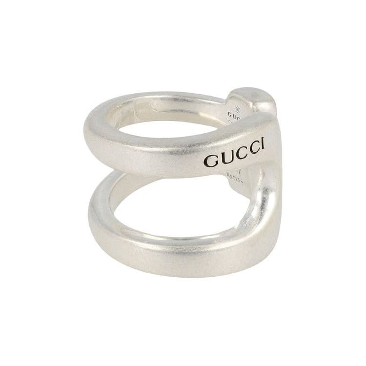 Gucci Stirrup Wrapped Horsebit Ring Silver