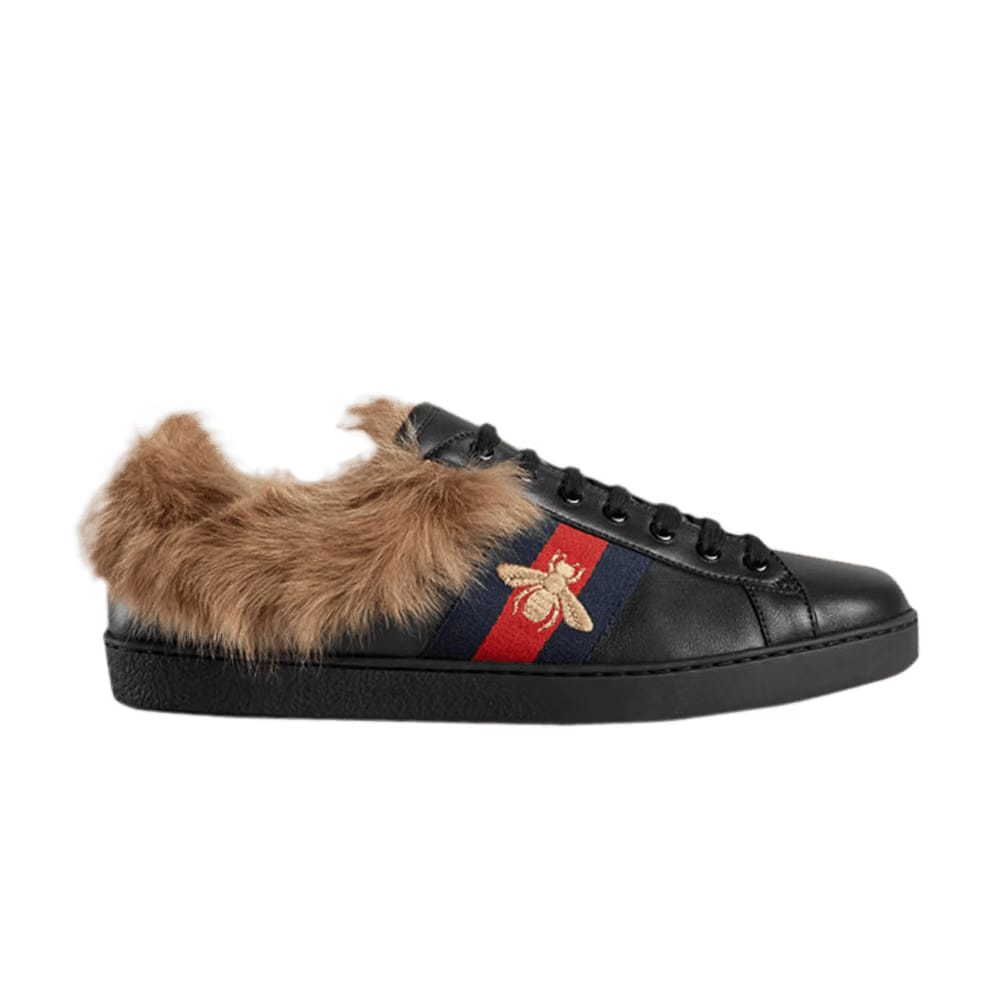 Gucci Ace Wool Embroidered Bee - Black