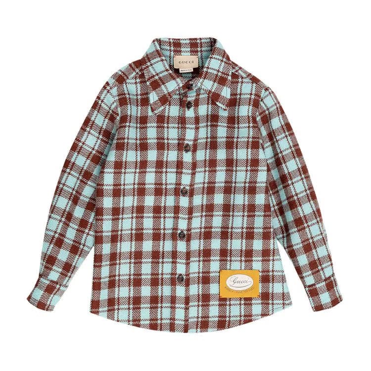 Gucci Kids Check Patterned Wool Shirt Multicolor