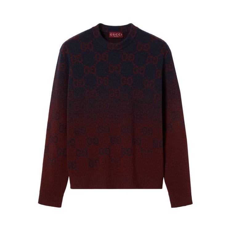 Gucci Degrade Wool Jacquard Sweater Ink/Bordeaux