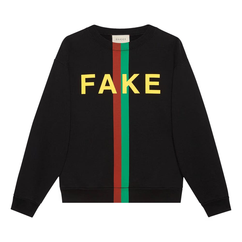 Gucci Fake/Not Print Oversize Sweater Black/Multicolor