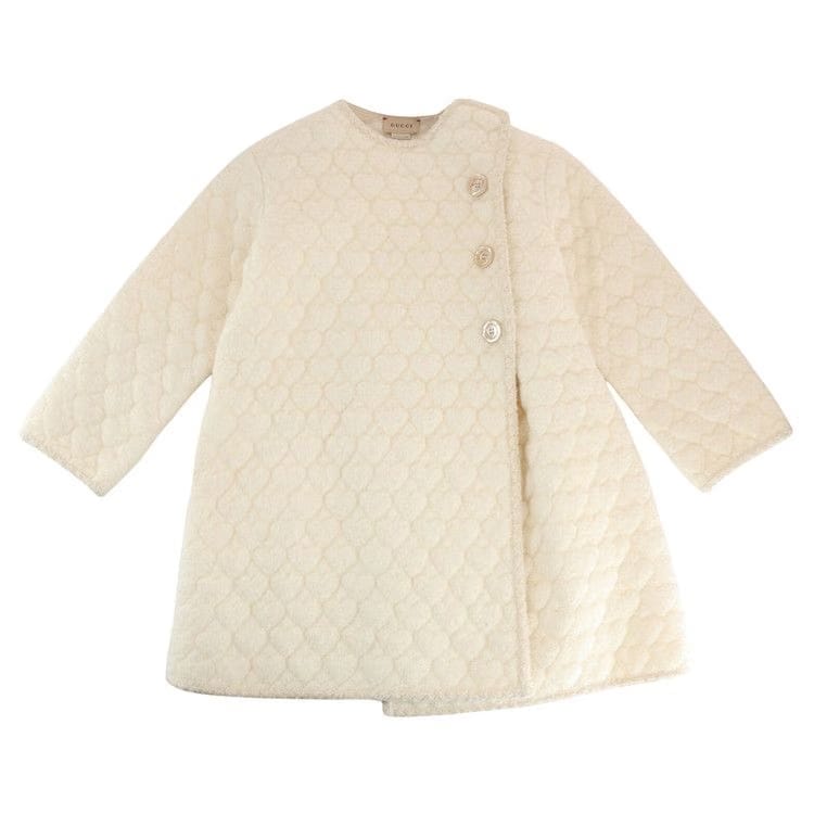 Gucci Heart Quilted Fleece Coat White
