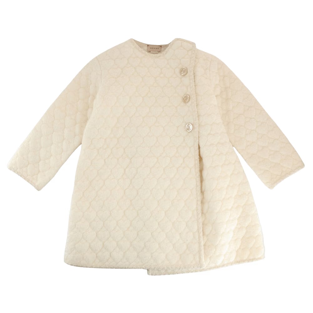 Gucci Heart Quilted Fleece Coat White