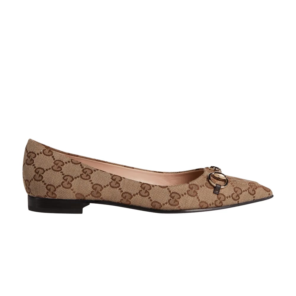 Gucci Wmns Slingback Ballet Flat 'GG Canvas - Beige Ebony'
