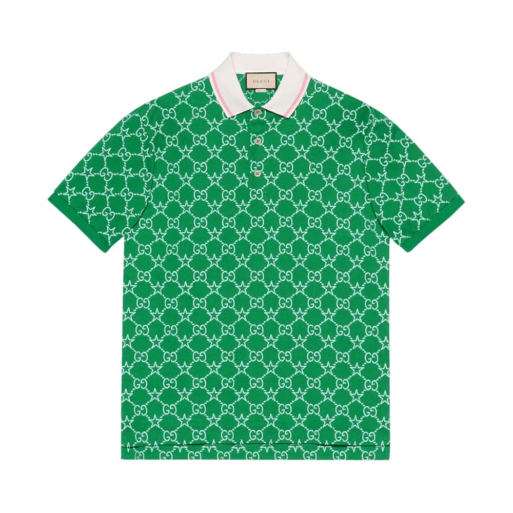 Gucci Stretch Cotton Polo Green/Blue