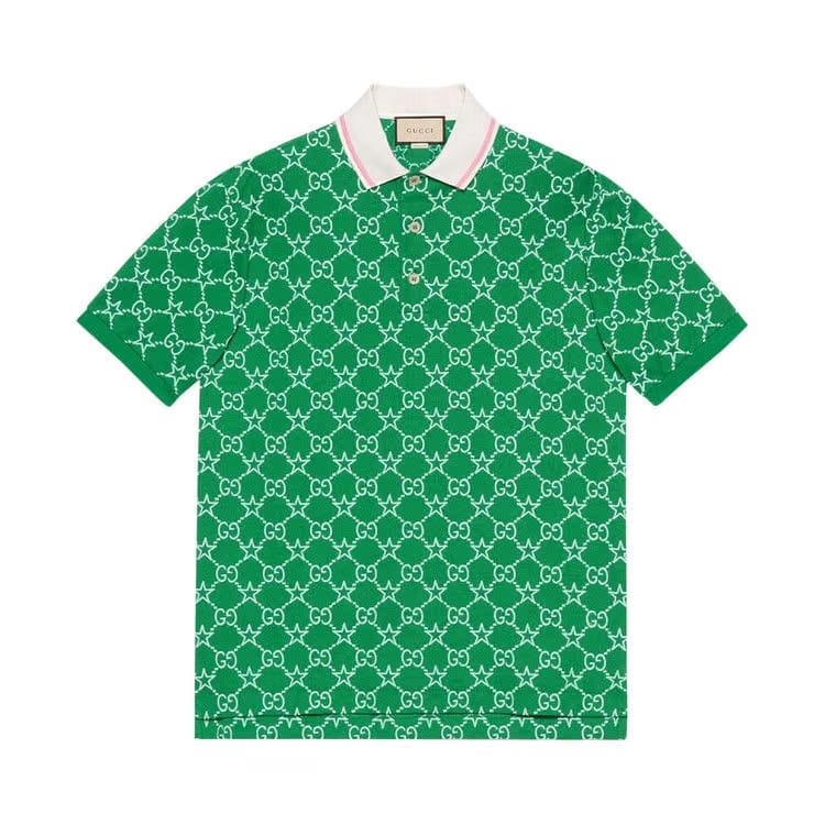 Gucci Stretch Cotton Polo Green/Blue