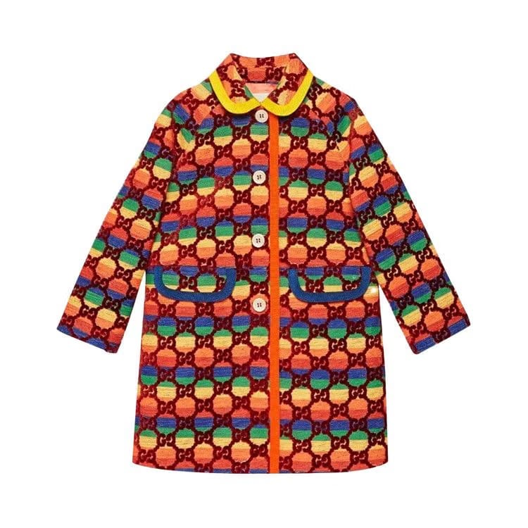 Gucci Kids GG Supreme Embroidered Coat Red