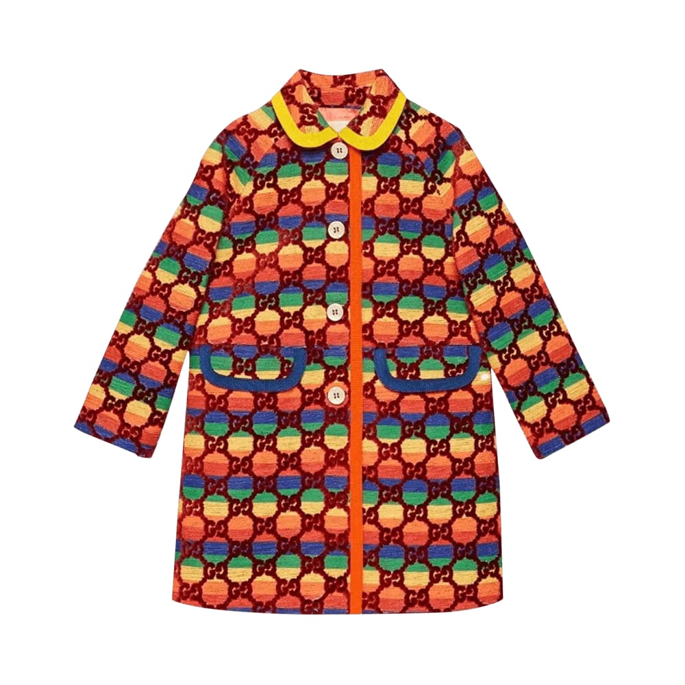 Gucci Kids GG Supreme Embroidered Coat Red
