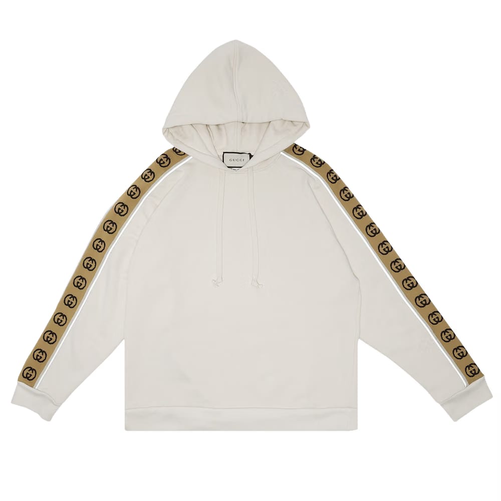 Gucci Tape Detail Popover Hoodie Natural/Multicolor