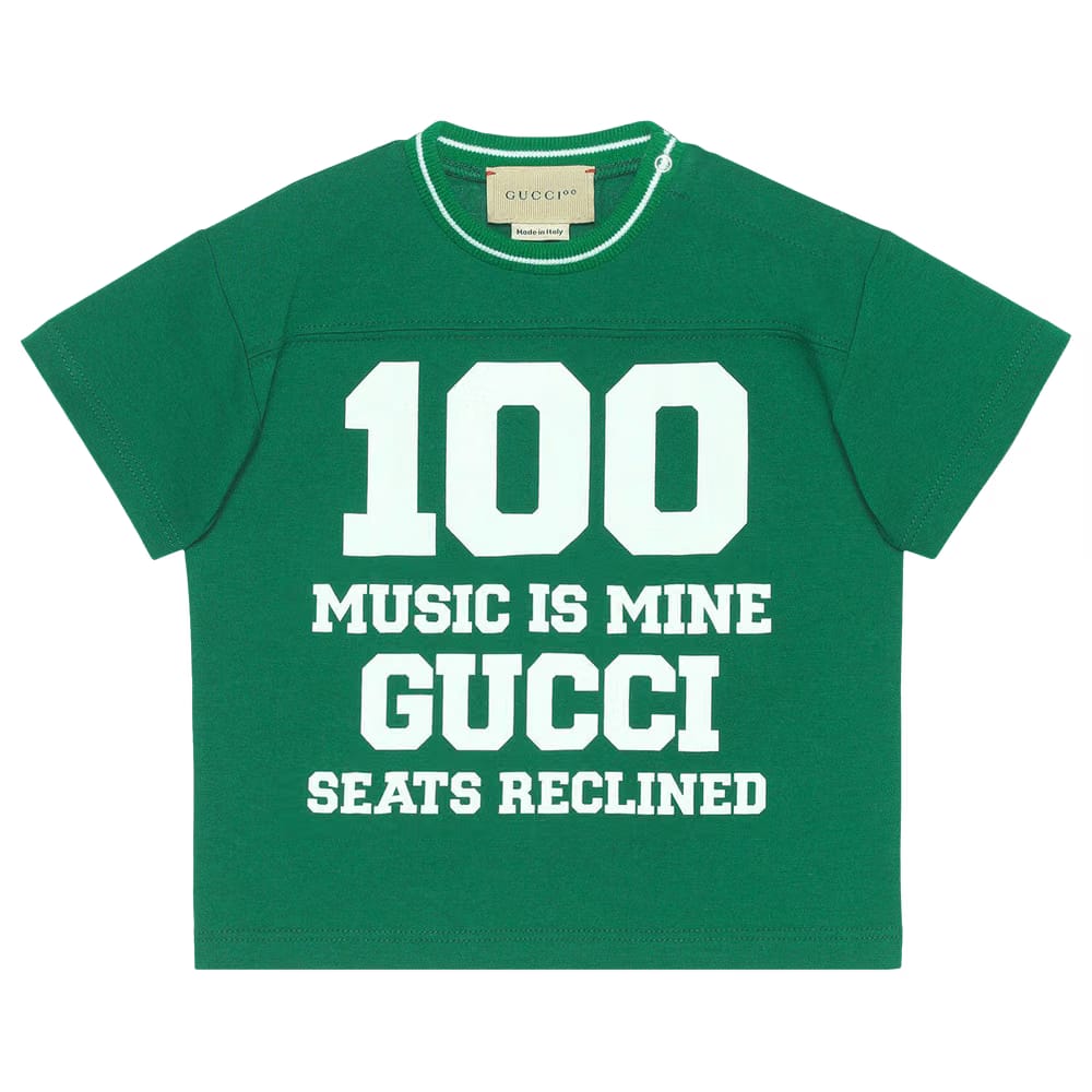 Gucci Kids Graphic Printed Shorts-Sleeve Shirt Green