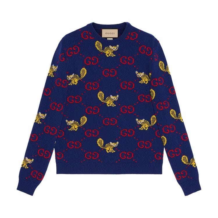 Gucci Freya Hartas Gg Animal Wool Sweater Ink