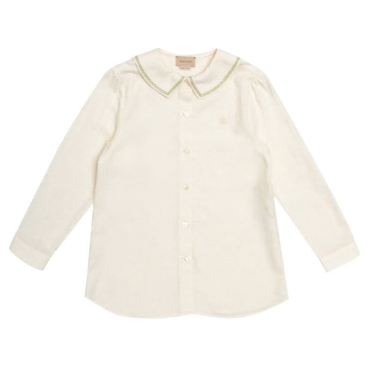Gucci Kids Embroidered Button Up Shirt White