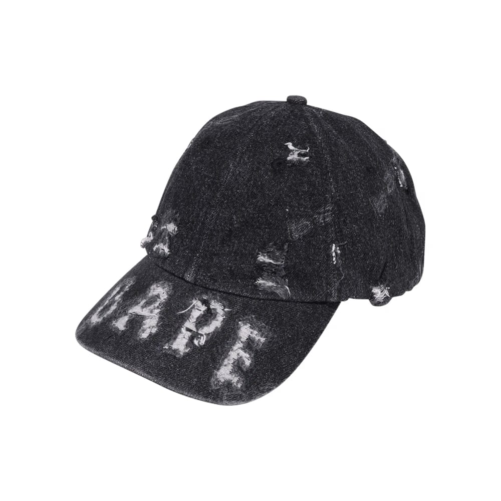 BAPE Denim Distressed Logo Cap Black