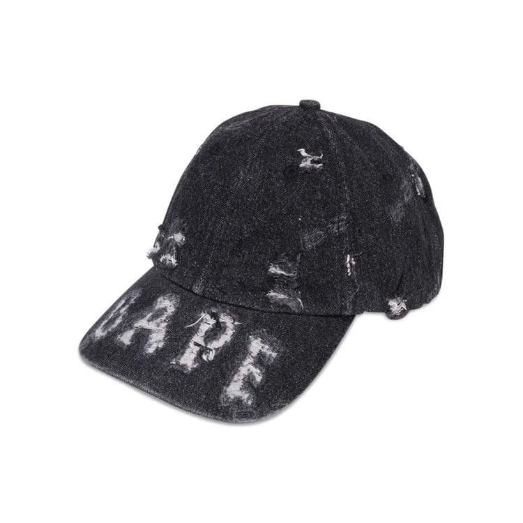 BAPE Denim Distressed Logo Cap Black