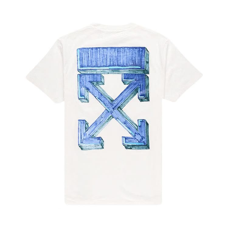 Off-White Marker Shorts-Sleeve Slim T-Shirt White/Blue