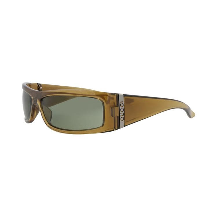 Gucci Shield-Frame Injection Sunglasses Brown Green