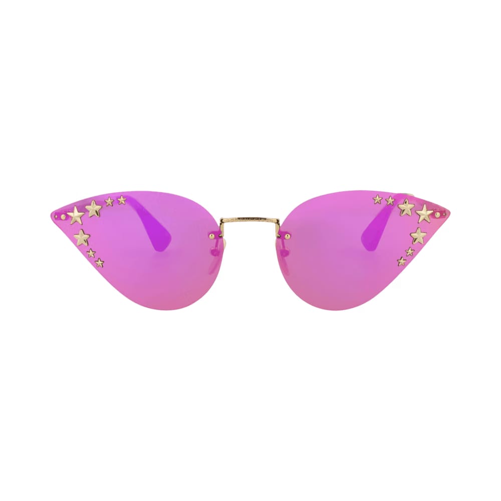 Gucci Cat Eye Frame Metal Sunglasses Gold/Pink