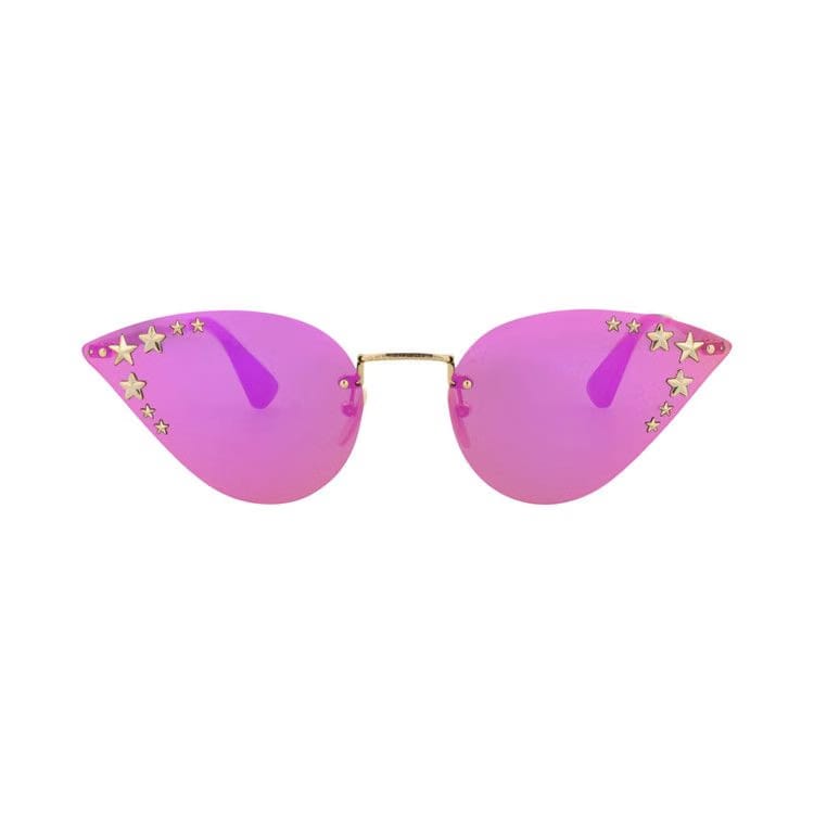 Gucci Cat Eye Frame Metal Sunglasses Gold/Pink
