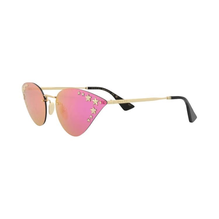 Gucci Cat Eye Frame Metal Sunglasses Gold/Pink