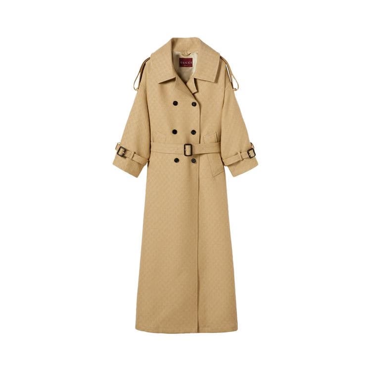 Gucci Double Breasted Coat Archive Beige