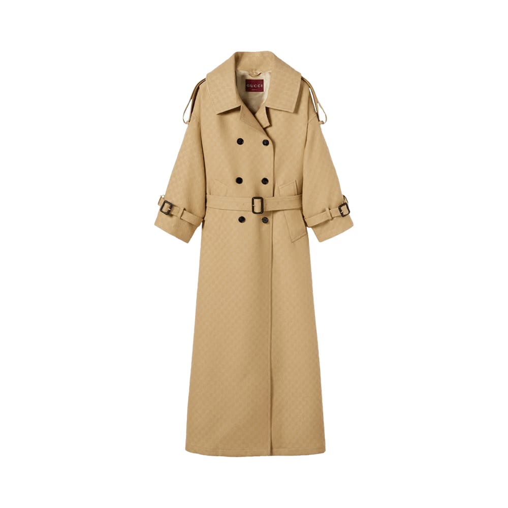 Gucci Double Breasted Coat Archive Beige