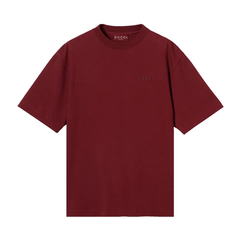 Gucci Embroidered Jersey T-Shirt Rosso Ancora