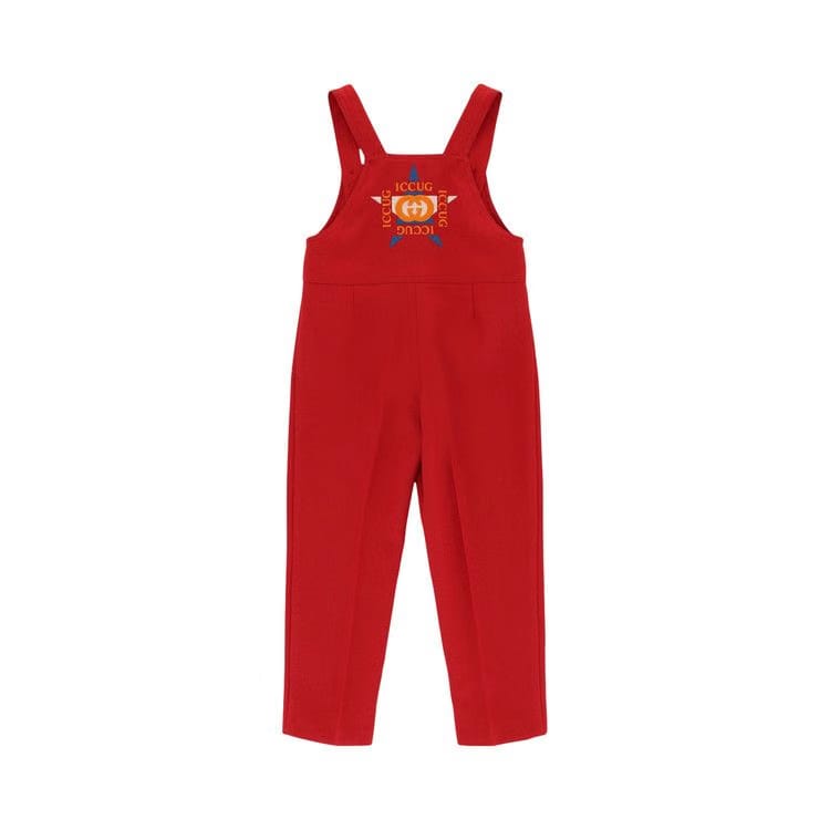 Gucci Embroidered Logo Overalls Red