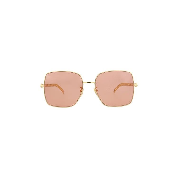 Gucci Square Frame Sunglasses Gold/Orange