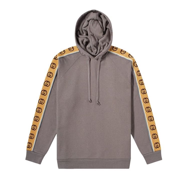 Gucci Tape Detail Popover Hoodie Smoke Grey